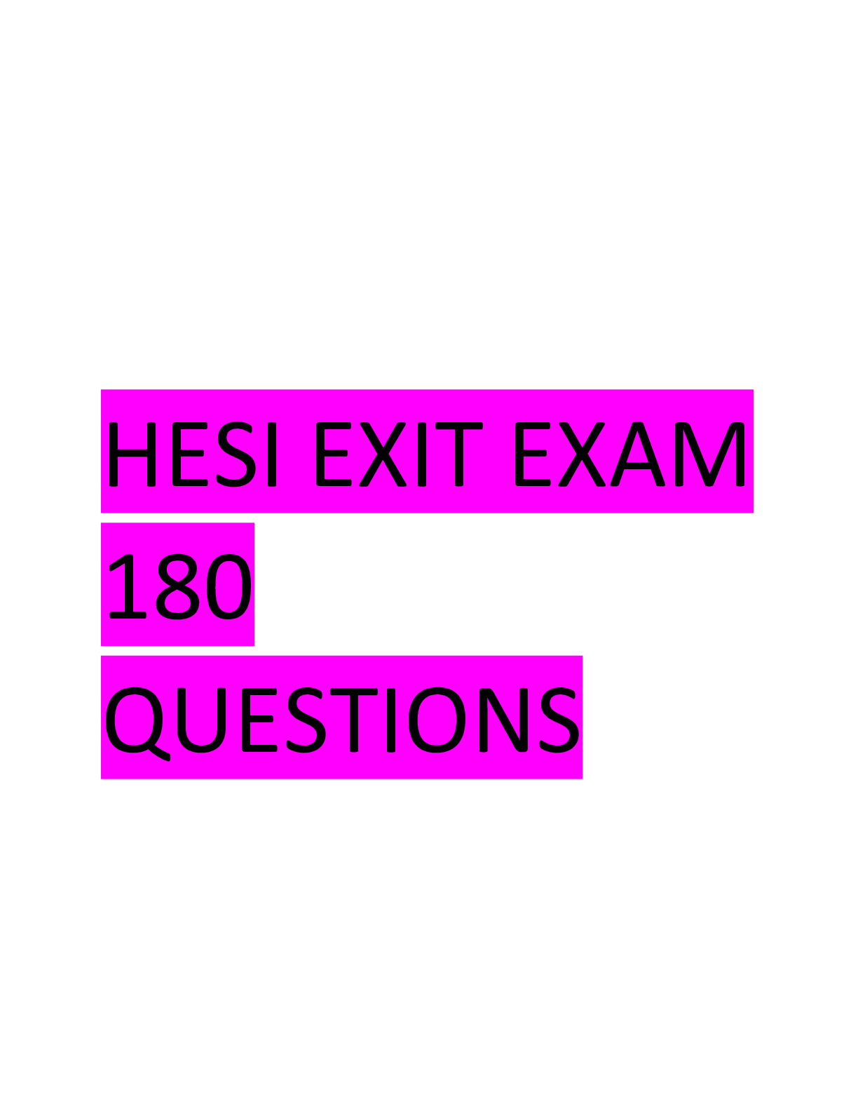 Preview image for HESI EXIT EXAM 180 QUESTIONS